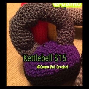 Plush crochet kettlebell toy